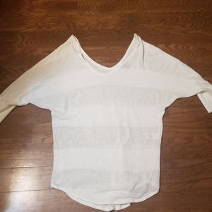 Express double v mesh net sweater